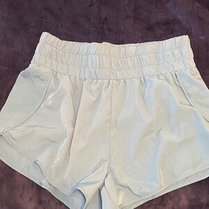 Turquoise Blue Elastic Waist Shorts